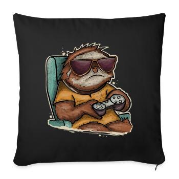 Gaming Gamer Sloth - Sofa pillowcase 17,3'' x 17,3'' (45 x 45 cm) - black - Front