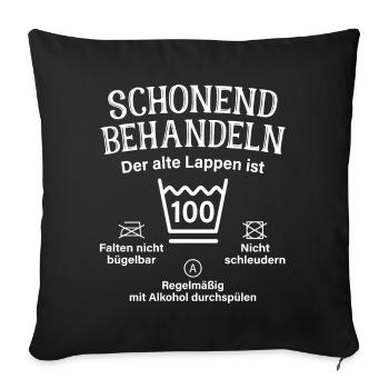 100. Geburtstag Schonend Behandeln Alte Lappen 100 - Sofakissenbezug 45 x 45 cm - Schwarz - Vorne