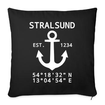 Stralsund Koordinaten - Sofakissenbezug 45 x 45 cm - Schwarz - Vorne