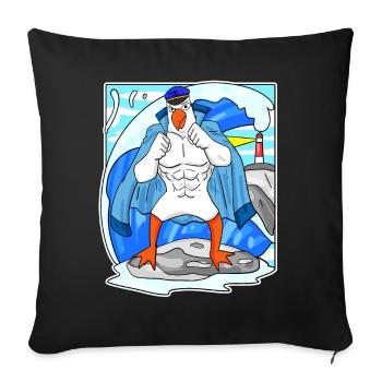 Muscles Seagull Sea North Sea Cadeau - Housse de coussin décorative 45 x 45 cm - noir - Devant