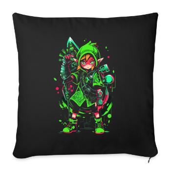 Cool Gaming Design: The Legend of the Forest Boy - Sofa pillowcase 17,3'' x 17,3'' (45 x 45 cm) - black - Front