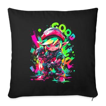 Cool Gaming Design Legendary Forest Boy Graffiti - Sofa pillowcase 17,3'' x 17,3'' (45 x 45 cm) - black - Front