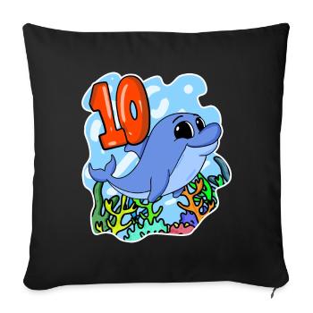 10th Birthday Motif Dolphin - ten years - Sofa pillowcase 17,3'' x 17,3'' (45 x 45 cm) - black - Front