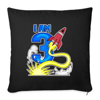 3 Birthday Boy Astronaut Rocket - Trois ans - Housse de coussin décorative 45 x 45 cm - noir - Devant