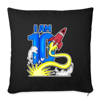 10 Birthday Boy Astronaut Rocket - Dix ans - Housse de coussin décorative 45 x 45 cm - noir - Devant