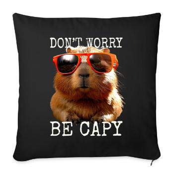 Capybara Dont Worry Be Capy Capybara Rodent - Sofa pillowcase 17,3'' x 17,3'' (45 x 45 cm) - black - Front
