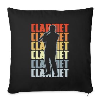 Clarinette vintage - Housse de coussin décorative 45 x 45 cm - noir - Devant