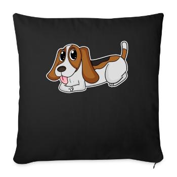 Basset Hound Dog Races Dog Dogs - Housse de coussin décorative 45 x 45 cm - noir - Devant