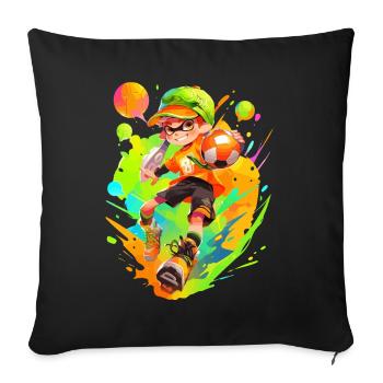 Table de baby-foot de dessin animé cool dans le style de jeu de street art - Housse de coussin décorative 45 x 45 cm - noir - Devant