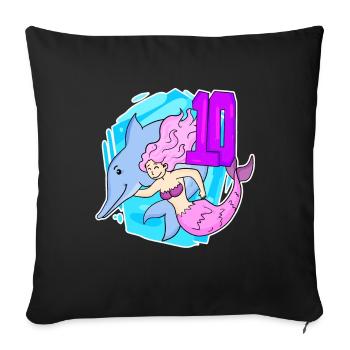Fille - 10e anniversaire Sirène - Fille - Housse de coussin décorative 45 x 45 cm - noir - Devant