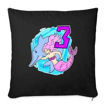 Girl - 3rd Birthday Mermaid - Daughter - Sofa pillowcase 17,3'' x 17,3'' (45 x 45 cm) - black - Front