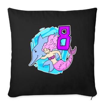Fille - 8ème Anniversaire Sirène - Fille oh - Housse de coussin décorative 45 x 45 cm - noir - Devant