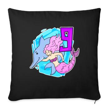 Fille - 9ème Anniversaire Sirène - Fille - Housse de coussin décorative 45 x 45 cm - noir - Devant