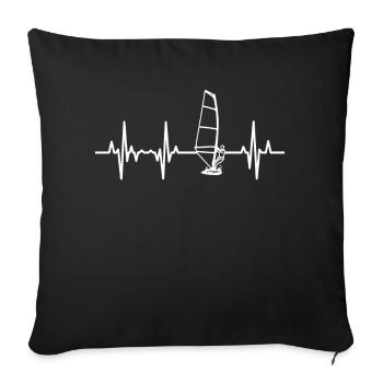 Windsurfer Heartbeat ECG - Sofa pillowcase 17,3'' x 17,3'' (45 x 45 cm) - black - Front