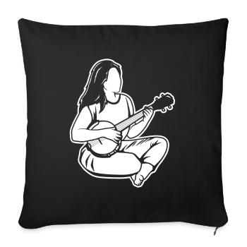Banjo Fille - Housse de coussin décorative 45 x 45 cm - noir - Devant