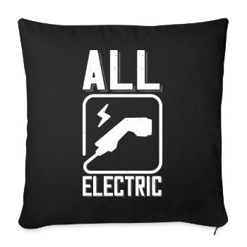 All Electric Supercharge - for electric car fans - Sofa pillowcase 17,3'' x 17,3'' (45 x 45 cm) - black - Front