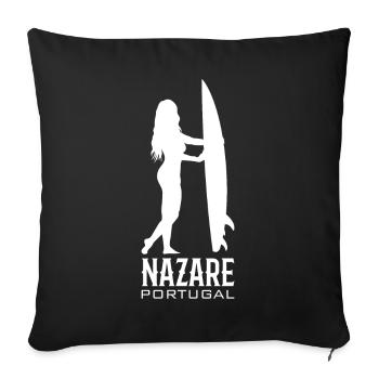 Nazare Surfer Girl Portugal - Housse de coussin décorative 45 x 45 cm - noir - Devant