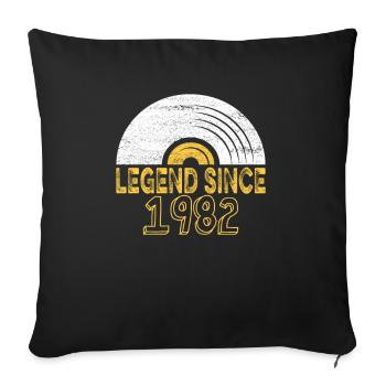 1982 Birthday Vinyl Legend since - Sofa pillowcase 17,3'' x 17,3'' (45 x 45 cm) - black - Front