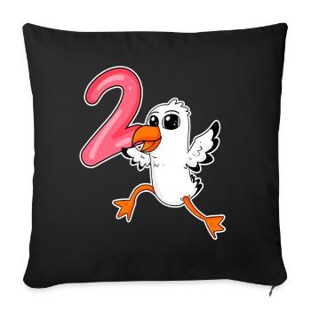 2nd birthday motif seagull - two years - Sofa pillowcase 17,3'' x 17,3'' (45 x 45 cm) - black - Front
