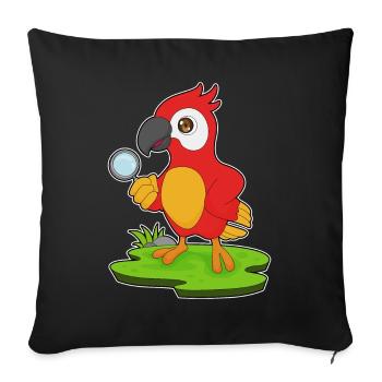 Perroquet Détective Loupe - Housse de coussin décorative 45 x 45 cm - noir - Devant