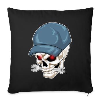 Atelier de Clé Mécanique du Crâne - Housse de coussin décorative 45 x 45 cm - noir - Devant