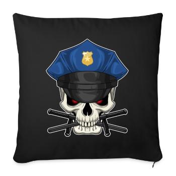 Police du Bâton du Policier du Crâne - Housse de coussin décorative 45 x 45 cm - noir - Devant