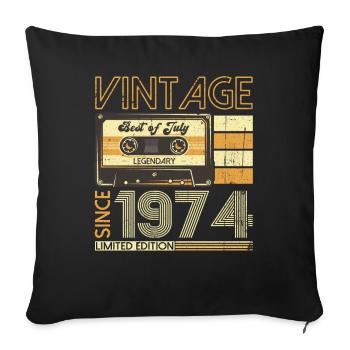 49th Birthday Man Original July Vintage 1974 - Sofa pillowcase 17,3'' x 17,3'' (45 x 45 cm) - black - Front