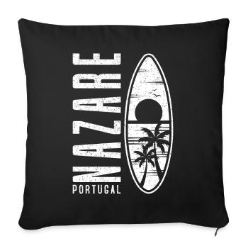 Nazare Surfboard Portugal - Housse de coussin décorative 45 x 45 cm - noir - Devant