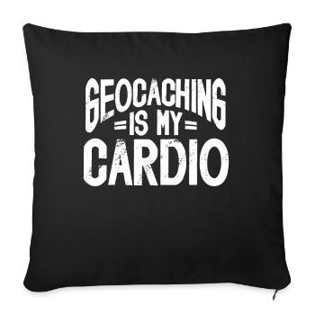 Cadeau Geocaching Geocacher Geocache - Housse de coussin décorative 45 x 45 cm - noir - Devant