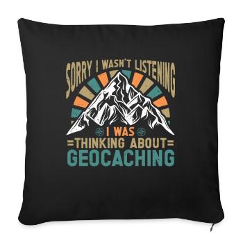 Cadeau Geocaching Geocacher Geocache - Housse de coussin décorative 45 x 45 cm - noir - Devant