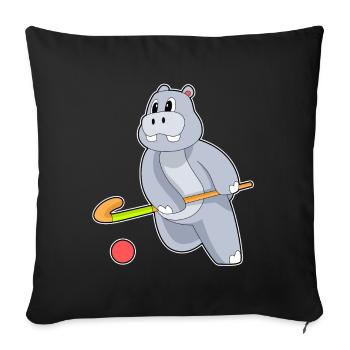Hippopotamus Hockey sur gazon Stick - Housse de coussin décorative 45 x 45 cm - noir - Devant