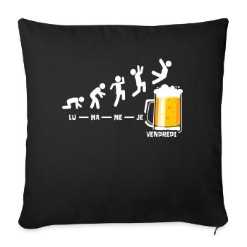 Bière Semaine Vendredi Week-end Fin De La Biere - Housse de coussin décorative 45 x 45 cm - noir - Devant