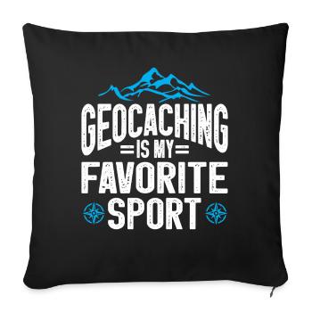 Cadeau Geocaching Geocacher Geocache - Housse de coussin décorative 45 x 45 cm - noir - Devant