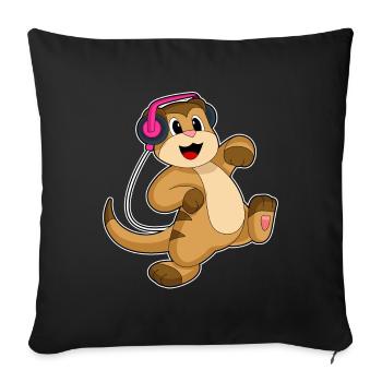 Meerkat Headphones Music - Sofa pillowcase 17,3'' x 17,3'' (45 x 45 cm) - black - Front