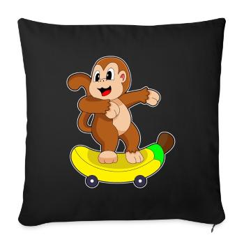 Monkey Skater Skateboard - Housse de coussin décorative 45 x 45 cm - noir - Devant