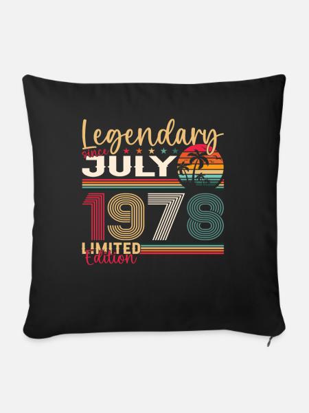 45. Geburtstag Mann Legendär Juli Jahrgang 1978 - Sofakissenbezug 45 x 45 cm - Schwarz