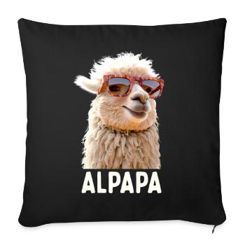 Alpaca Papa Alpapa Lama Daddy Alpaca Dad Father's Day - Sofa pillowcase 17,3'' x 17,3'' (45 x 45 cm) - black - Front