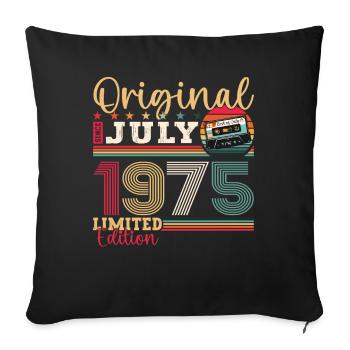 48th Birthday Man July Vintage 1975 Cassette - Sofa pillowcase 17,3'' x 17,3'' (45 x 45 cm) - black - Front