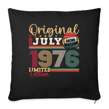 47th Birthday Man July Year 1976 Cassette - Sofa pillowcase 17,3'' x 17,3'' (45 x 45 cm) - black - Front