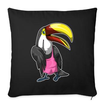Ciseaux de coiffure Toucan - Housse de coussin décorative 45 x 45 cm - noir - Devant