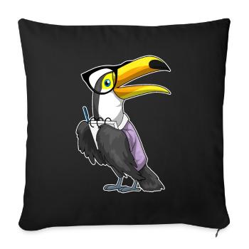 Bureau des lunettes de secrétaire du toucan - Housse de coussin décorative 45 x 45 cm - noir - Devant