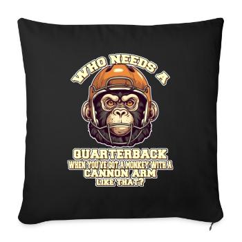Motiver le singe quaterback - Housse de coussin décorative 45 x 45 cm - noir - Devant