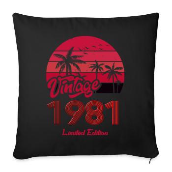 Vintage Year 1981 Limited Edition Red - Sofa pillowcase 17,3'' x 17,3'' (45 x 45 cm) - black - Front