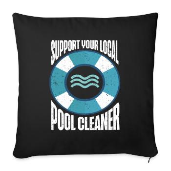 Nettoyage de piscine Travail Gardien de piscine - Housse de coussin décorative 45 x 45 cm - noir - Devant