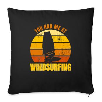 Tu m’as eu à la planche à voile - Housse de coussin décorative 45 x 45 cm - noir - Devant