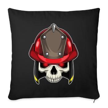Skull Firefighter Fire Brigade - Housse de coussin décorative 45 x 45 cm - noir - Devant