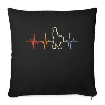 Vintage drum heart palpitations - Sofa pillowcase 17,3'' x 17,3'' (45 x 45 cm) - black - Front