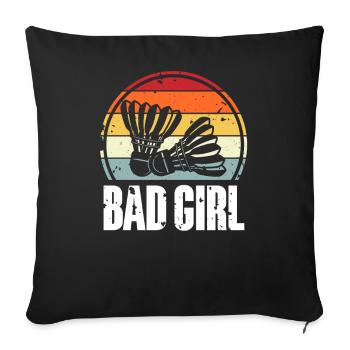 Badminton - Housse de coussin décorative 45 x 45 cm - noir - Devant