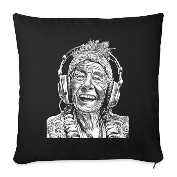 Vintage Vibes: Hippie Happiness T-Shirt Experience - Sofa pillowcase 17,3'' x 17,3'' (45 x 45 cm) - black - Front