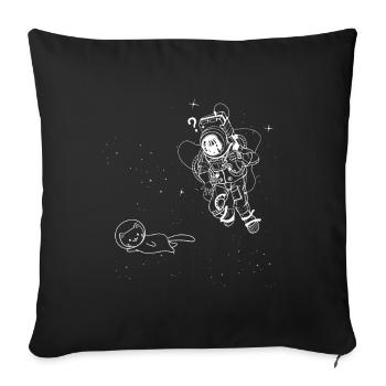 Funny Animal Cat in Space Astronaut - Sofa pillowcase 17,3'' x 17,3'' (45 x 45 cm) - black - Front